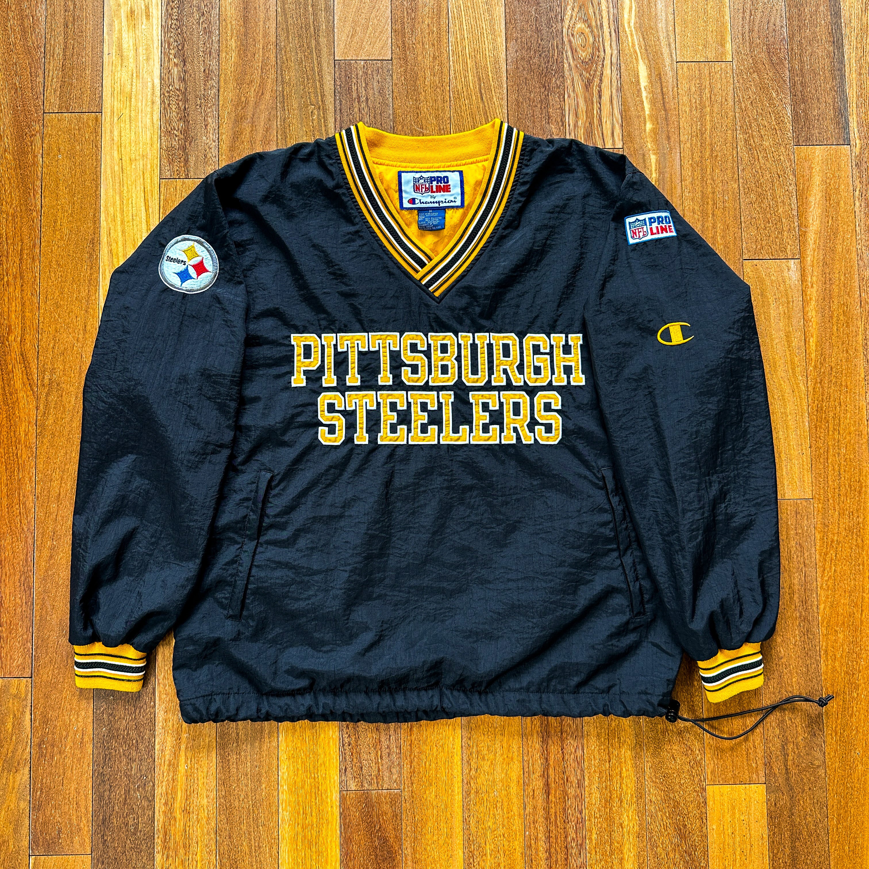 VINTAGE PITTSBURGH STEELERS NFL PRO LINE CHAMPION NYLON PULLOVER