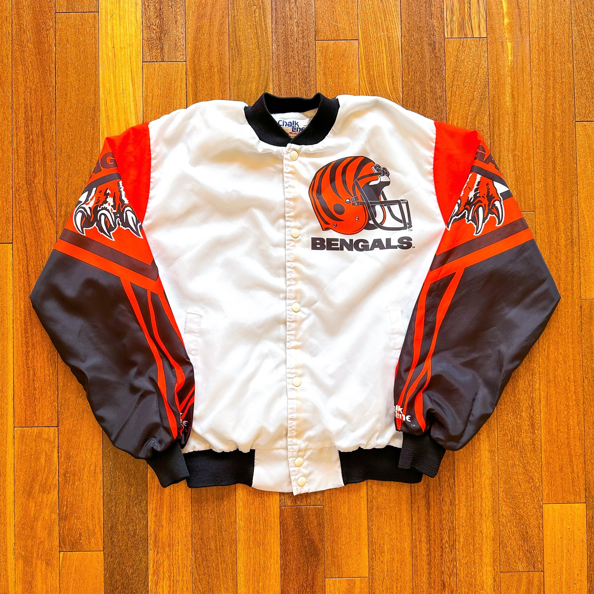 90s アメリカ製 NFL bengals スタジャン L chalkline VINTAGE CINCINNATI BENGALS NFL CHALK LINE FANIMATION JACKET