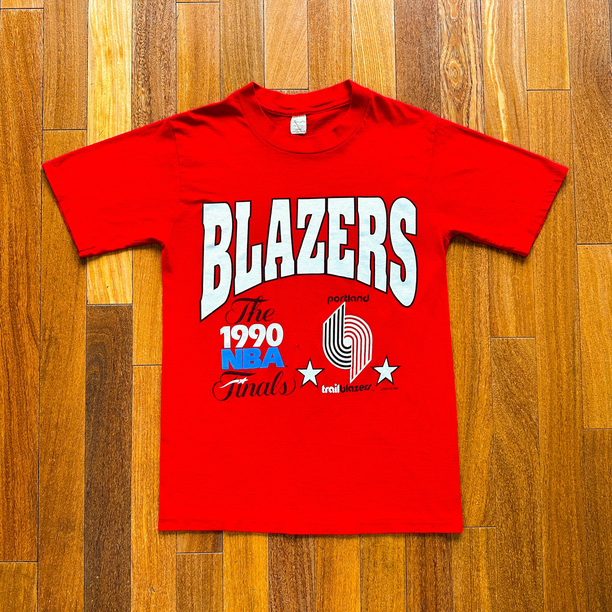 VINTAGE 1990 PORTLAND TRAILBLAZERS NBA FINALS BIG PRINT T-SHIRT – epitome.